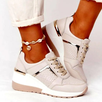 ELYORA™ – Basket femme compensée orthopédique | Élégance & confort quotidien